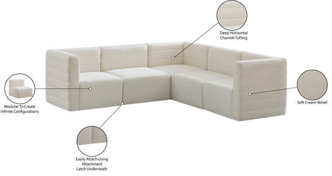 Amelia Cream Velvet Modular Sectional Sec5C