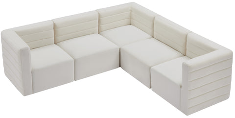 Amelia Cream Velvet Modular Sectional Sec5C