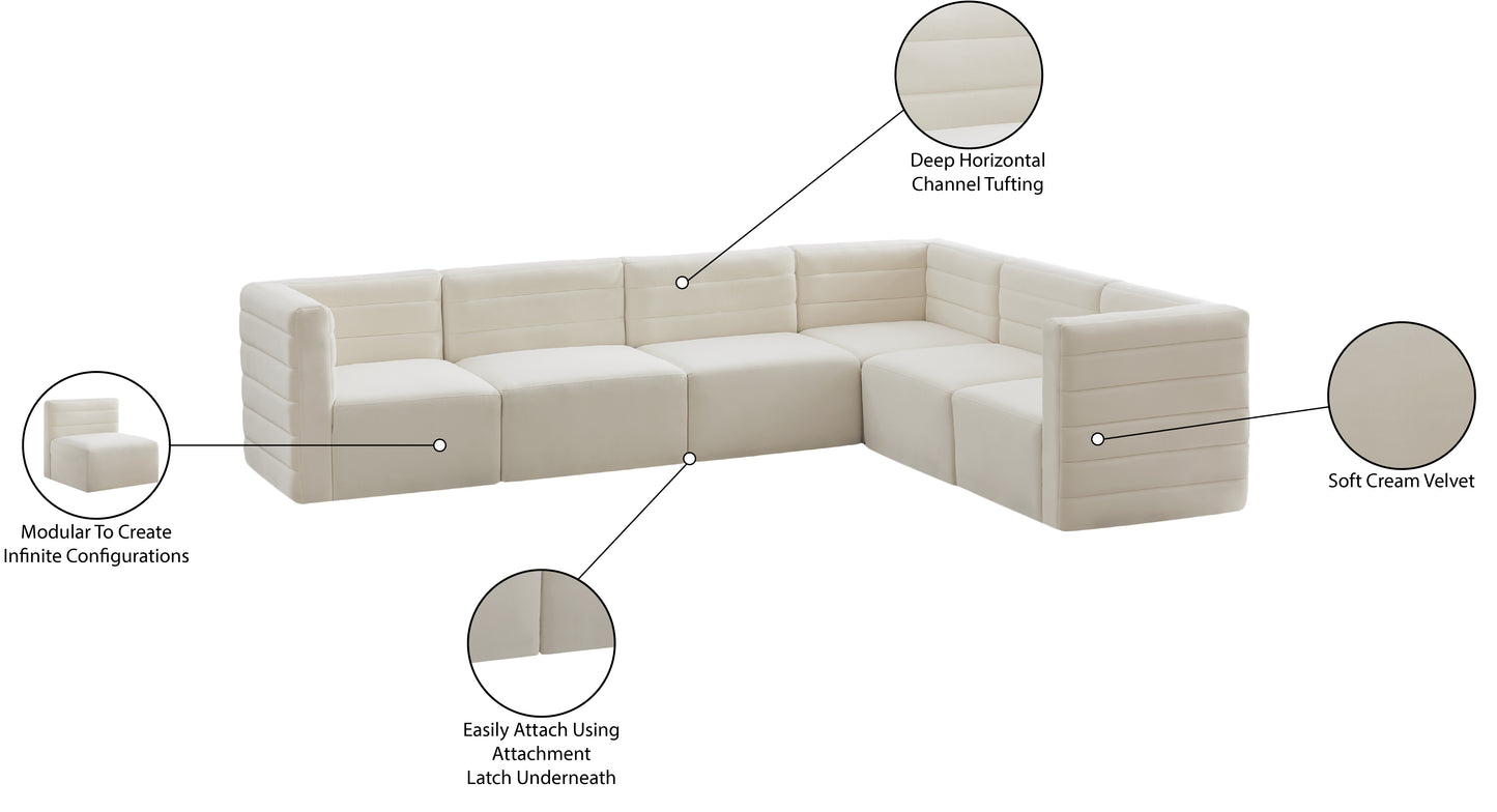 amelia cream velvet modular sectional sec6a