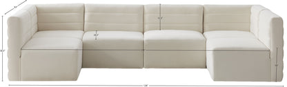 Amelia Cream Velvet Modular Sectional Sec6B