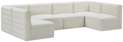 Amelia Cream Velvet Modular Sectional Sec6B