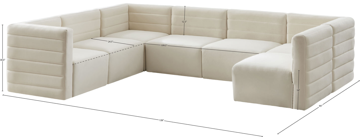 amelia cream velvet modular sectional sec7a