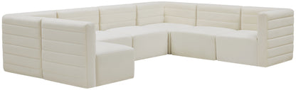 Amelia Cream Velvet Modular Sectional Sec7A