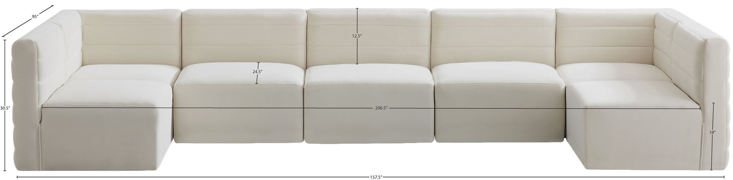 amelia cream velvet modular sectional sec7b