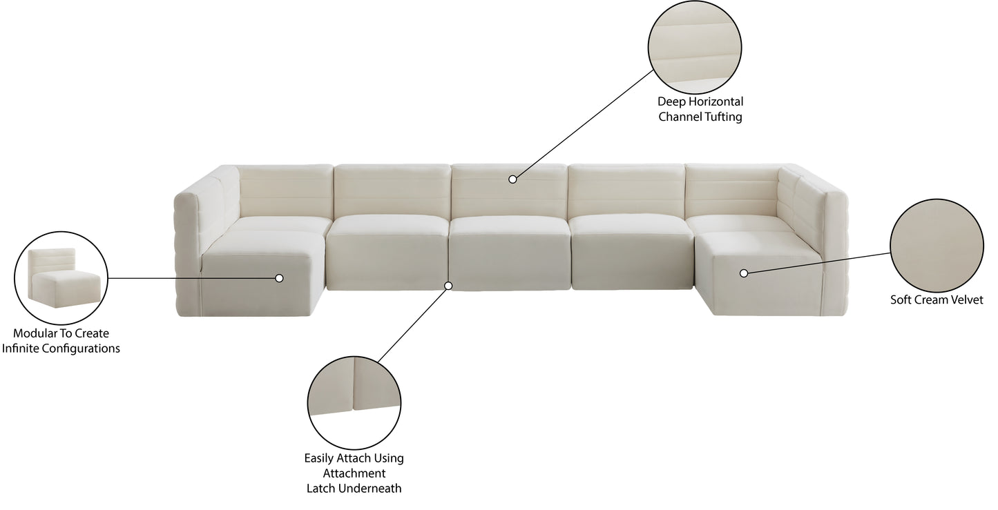 amelia cream velvet modular sectional sec7b