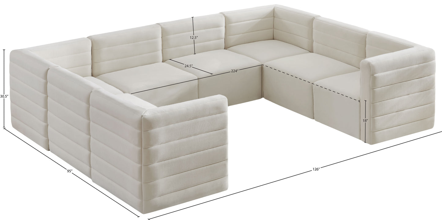 amelia cream velvet modular sectional sec8a