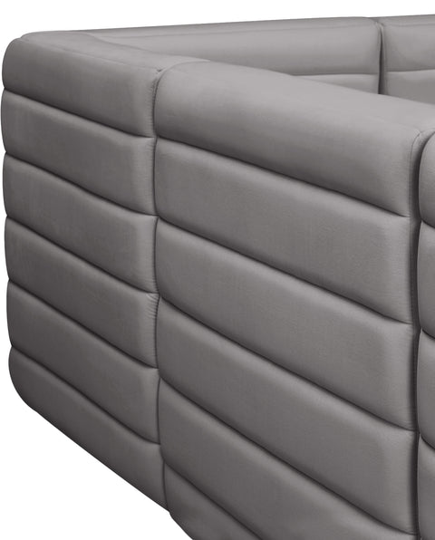 Amelia Grey Velvet Modular Armless Chair Armless