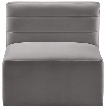 Amelia Grey Velvet Modular Armless Chair Armless