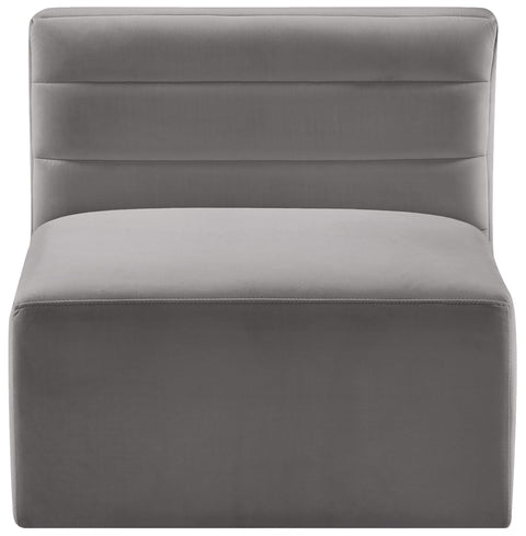 Amelia Grey Velvet Modular Armless Chair Armless