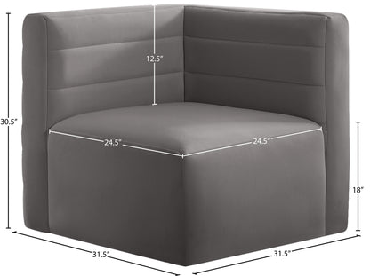 Amelia Grey Velvet Modular Corner Chair Corner