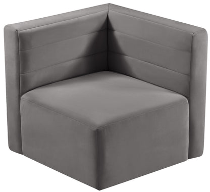 Amelia Grey Velvet Modular Corner Chair Corner