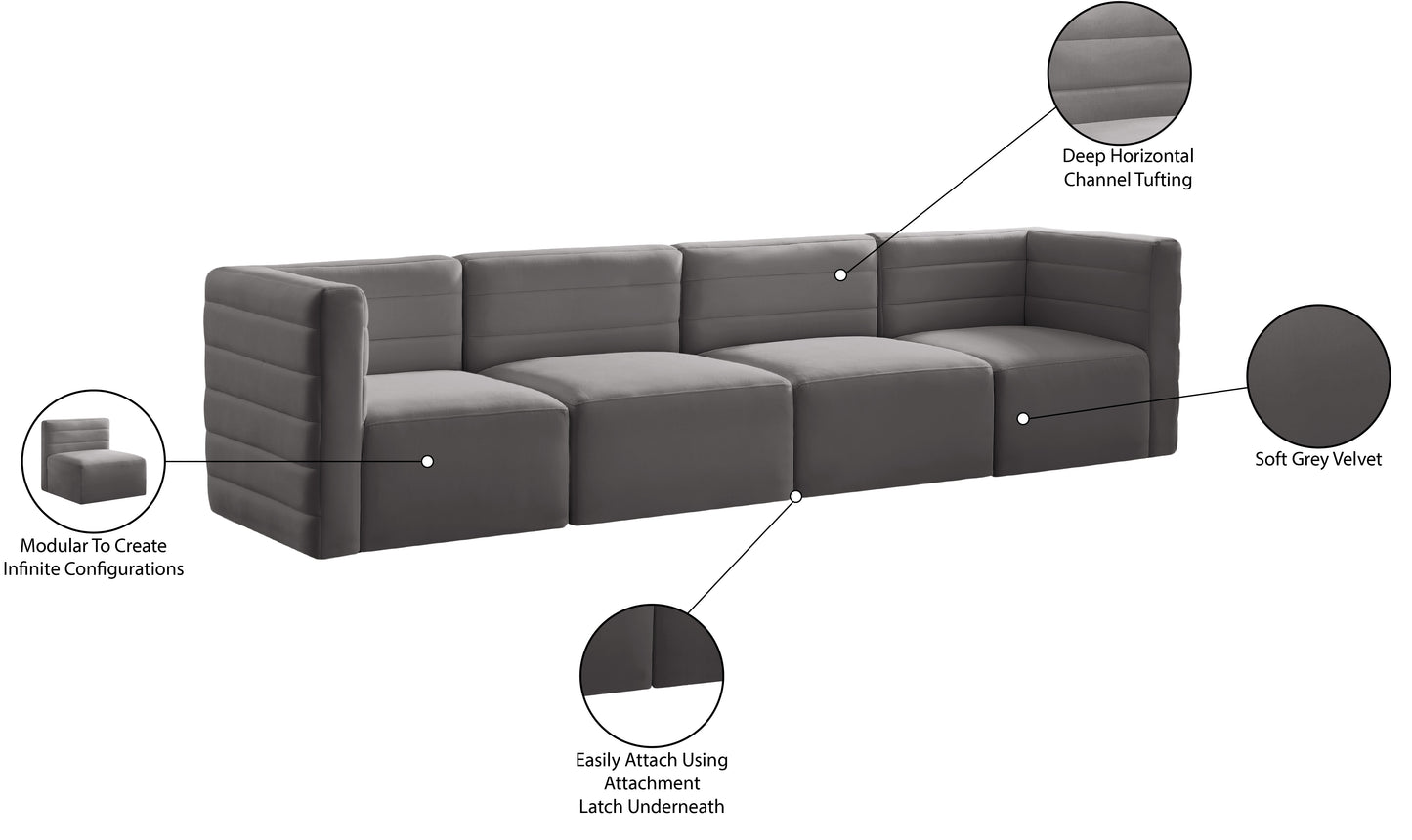 amelia grey velvet modular sofa s126