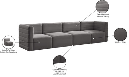 Amelia Grey Velvet Modular Sofa S126