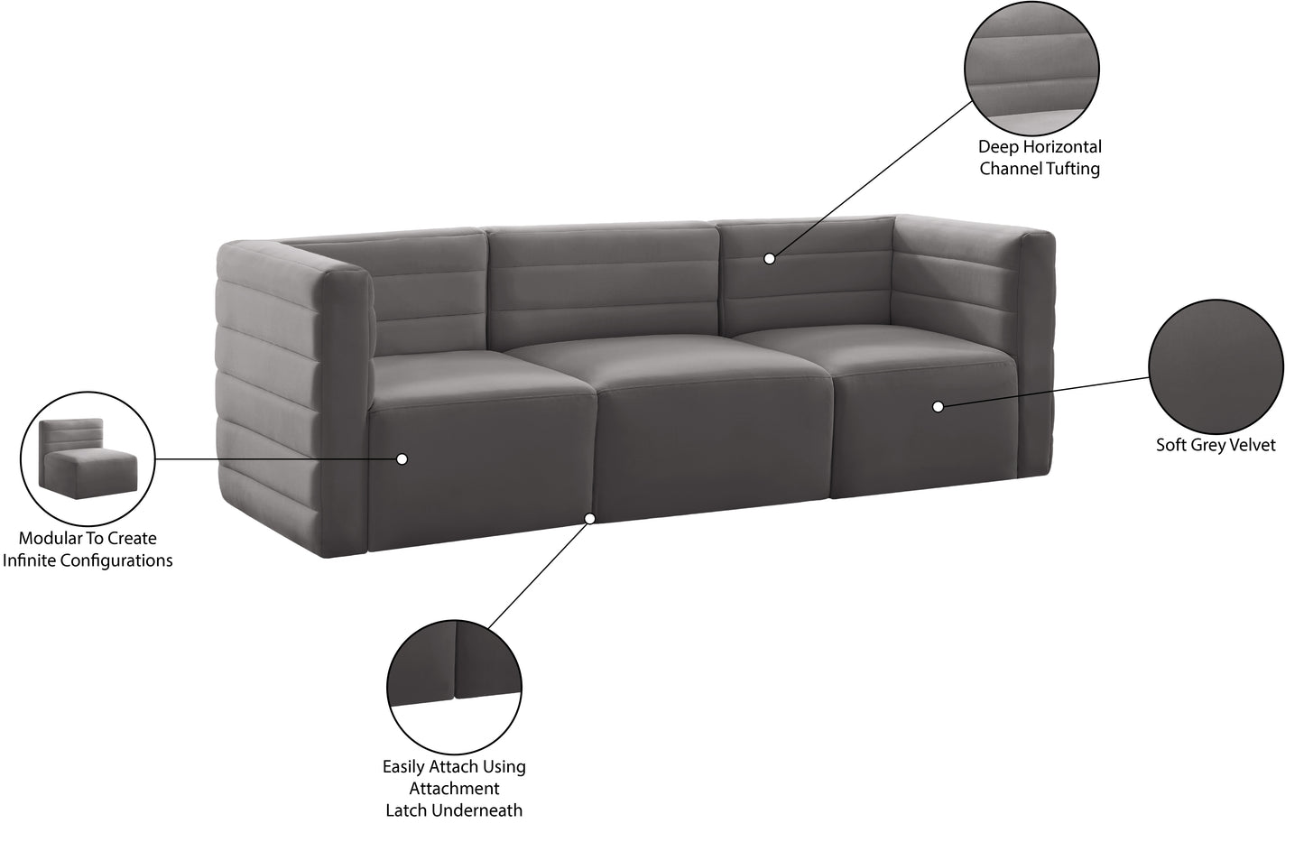 amelia grey velvet modular sofa s95