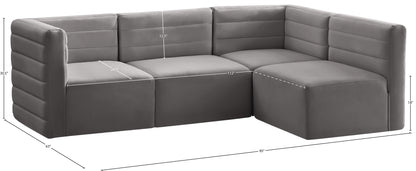 Amelia Grey Velvet Modular Sectional Sec4A