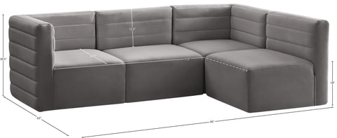 Amelia Grey Velvet Modular Sectional Sec4A