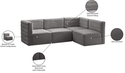 Amelia Grey Velvet Modular Sectional Sec4A