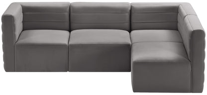 Amelia Grey Velvet Modular Sectional Sec4A