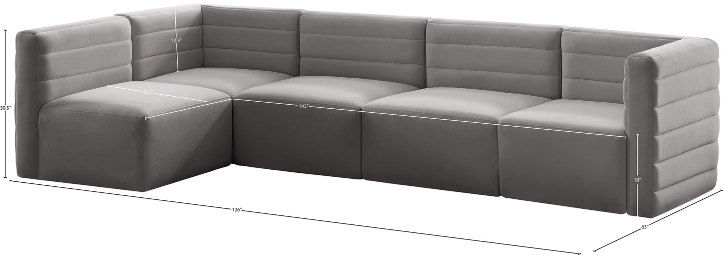 amelia grey velvet modular sectional sec5a