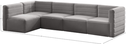 Amelia Grey Velvet Modular Sectional Sec5A