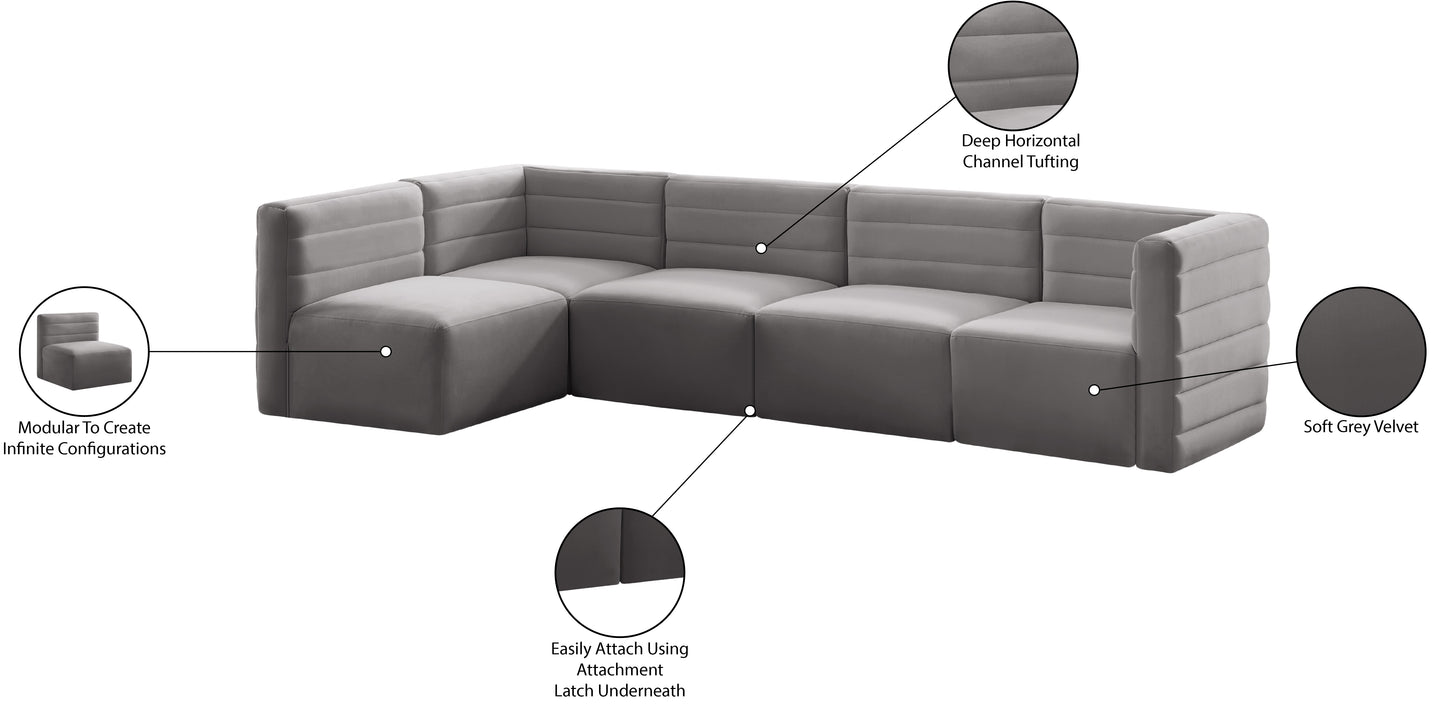 amelia grey velvet modular sectional sec5a