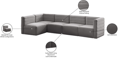 Amelia Grey Velvet Modular Sectional Sec5A