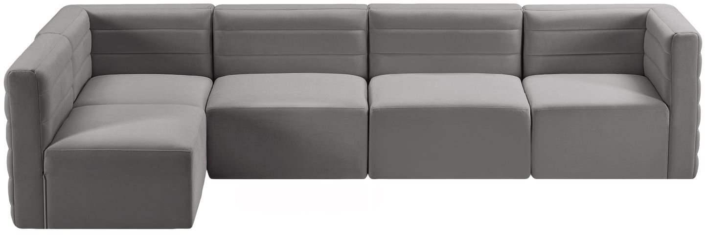 amelia grey velvet modular sectional sec5a