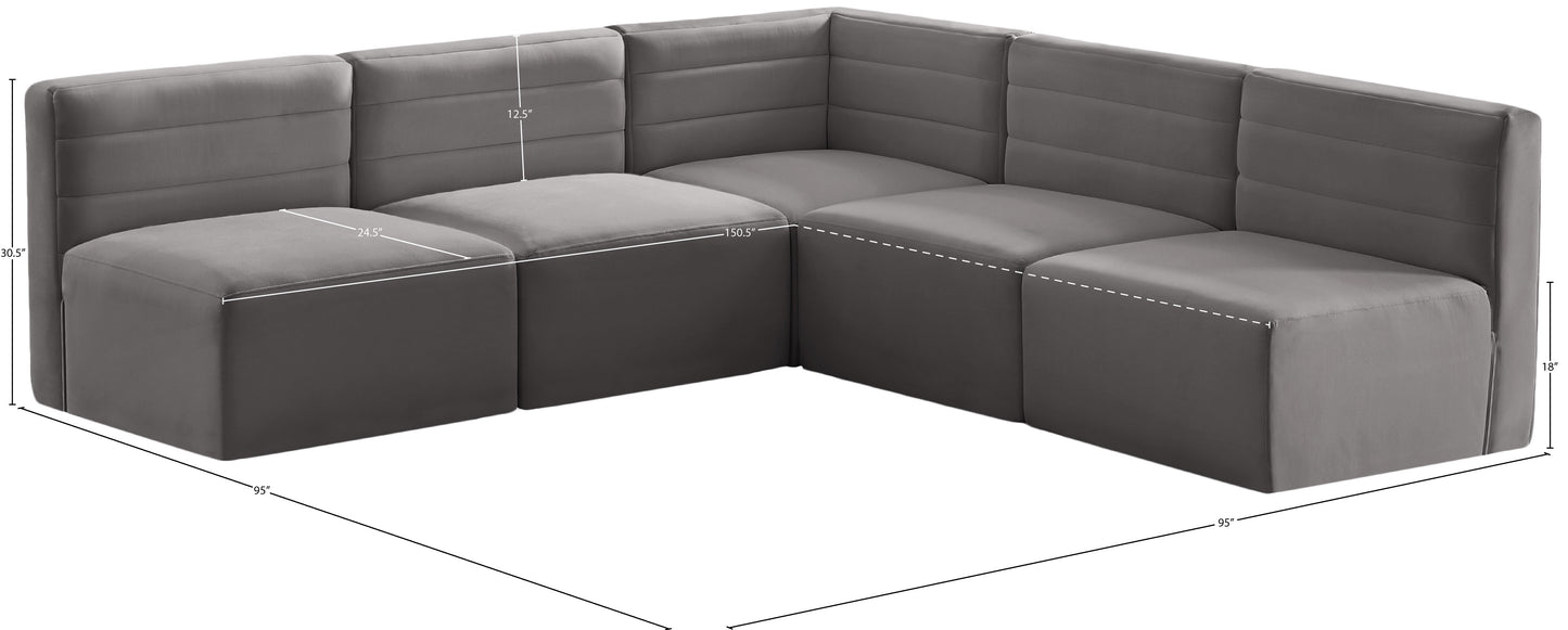 amelia grey velvet modular sectional sec5b