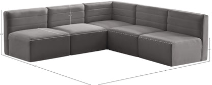 Amelia Grey Velvet Modular Sectional Sec5B