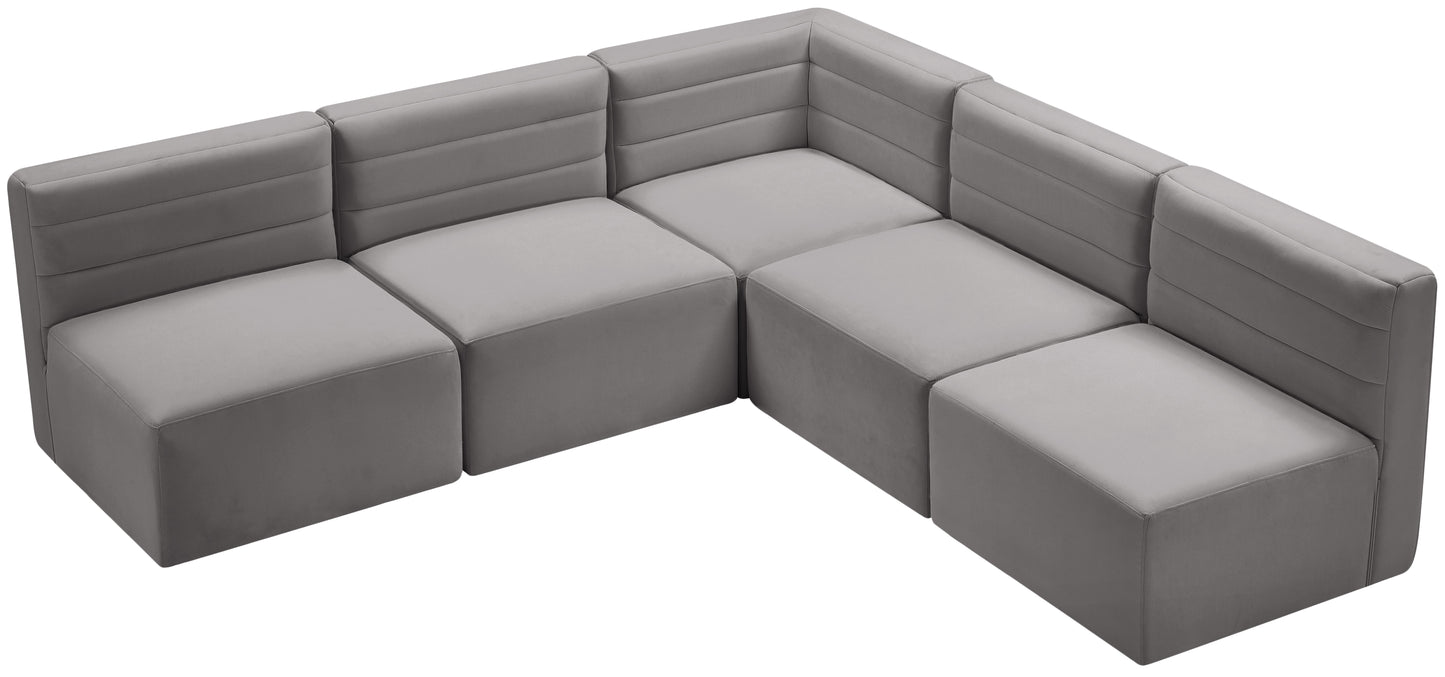 amelia grey velvet modular sectional sec5b