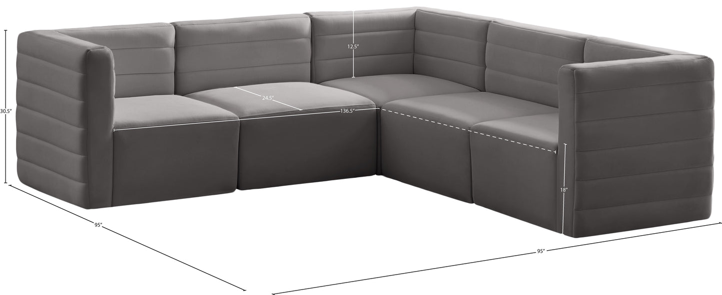 amelia grey velvet modular sectional sec5c