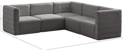 Amelia Grey Velvet Modular Sectional Sec5C