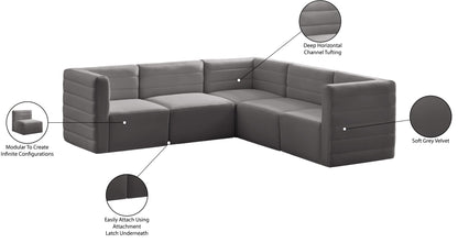 Amelia Grey Velvet Modular Sectional Sec5C