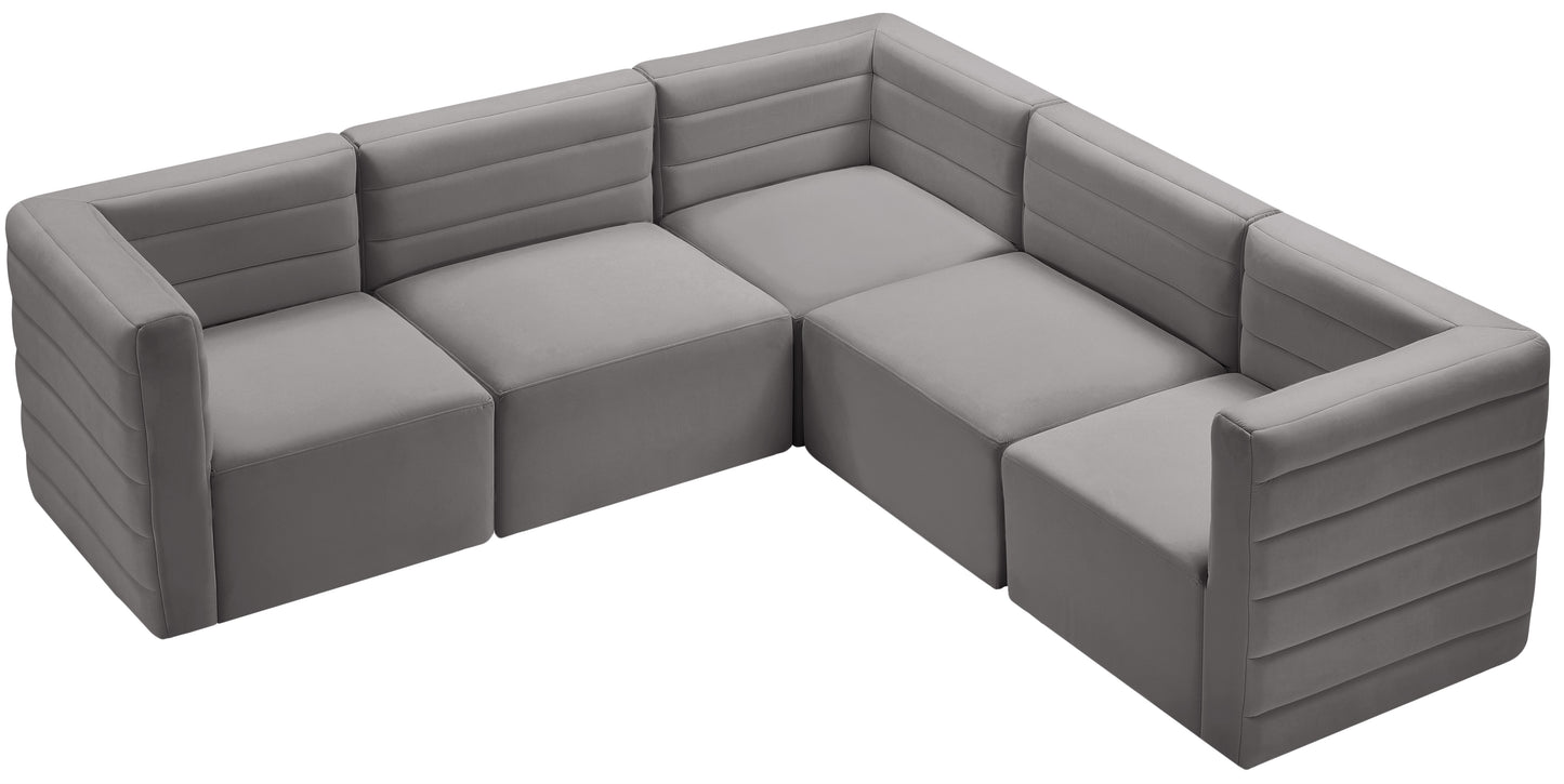 amelia grey velvet modular sectional sec5c