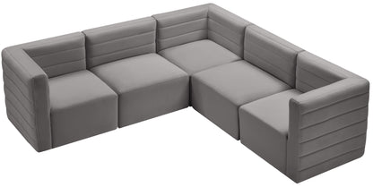 Amelia Grey Velvet Modular Sectional Sec5C