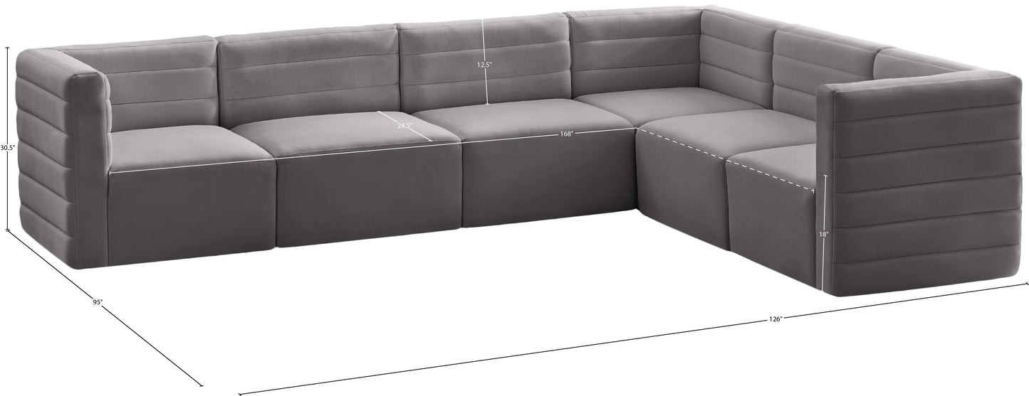 amelia grey velvet modular sectional sec6a