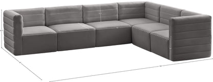 Amelia Grey Velvet Modular Sectional Sec6A