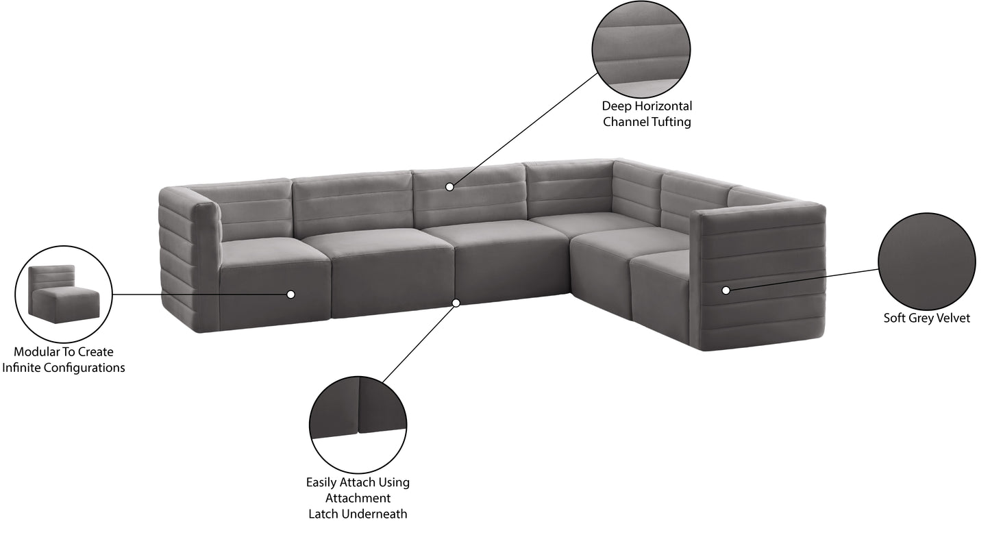 amelia grey velvet modular sectional sec6a