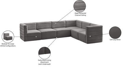 Amelia Grey Velvet Modular Sectional Sec6A