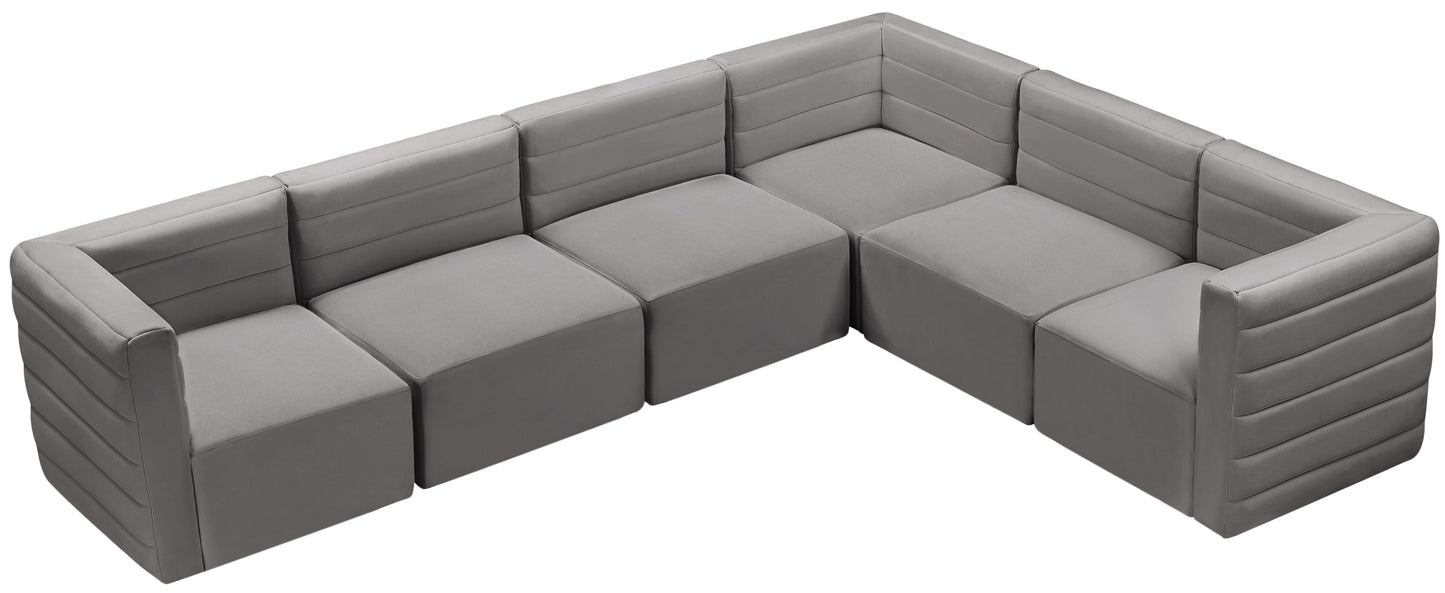 amelia grey velvet modular sectional sec6a