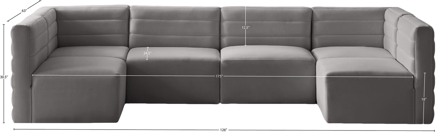 amelia grey velvet modular sectional sec6b