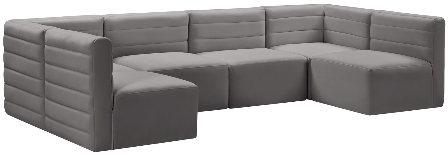 amelia grey velvet modular sectional sec6b