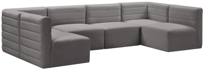 Amelia Grey Velvet Modular Sectional Sec6B