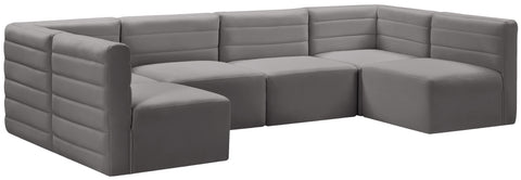 Amelia Grey Velvet Modular Sectional Sec6B