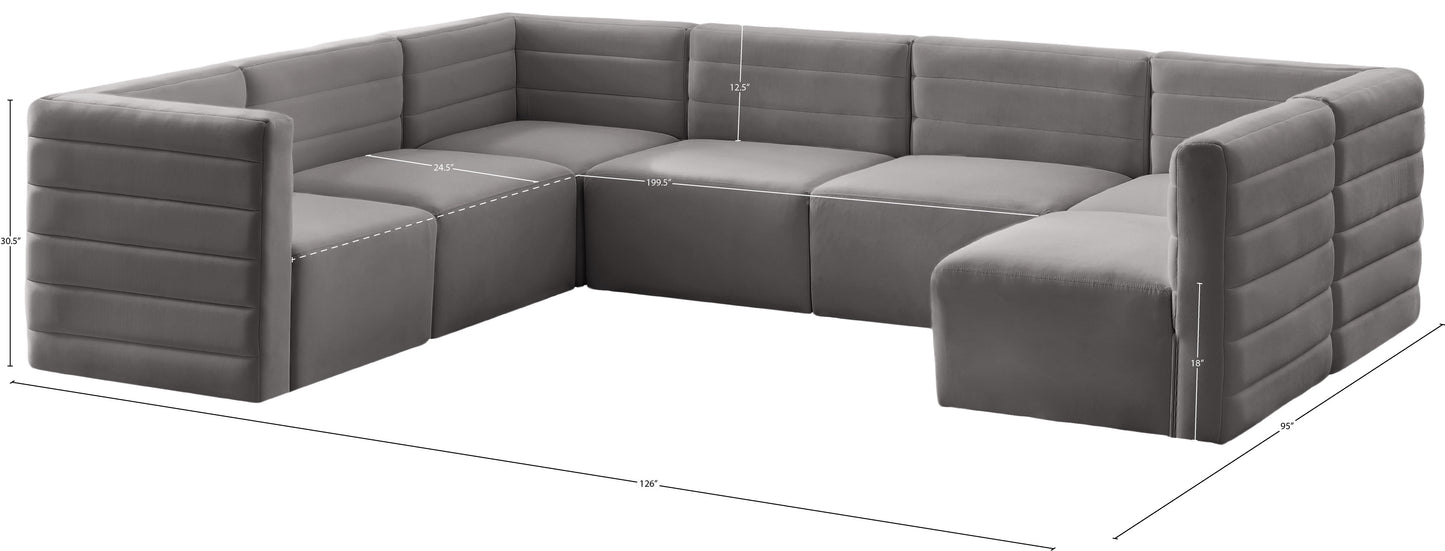 amelia grey velvet modular sectional sec7a