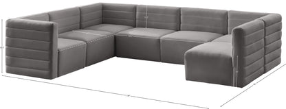 Amelia Grey Velvet Modular Sectional Sec7A