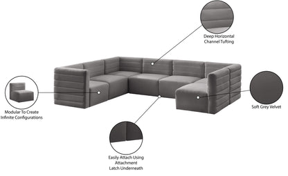 Amelia Grey Velvet Modular Sectional Sec7A