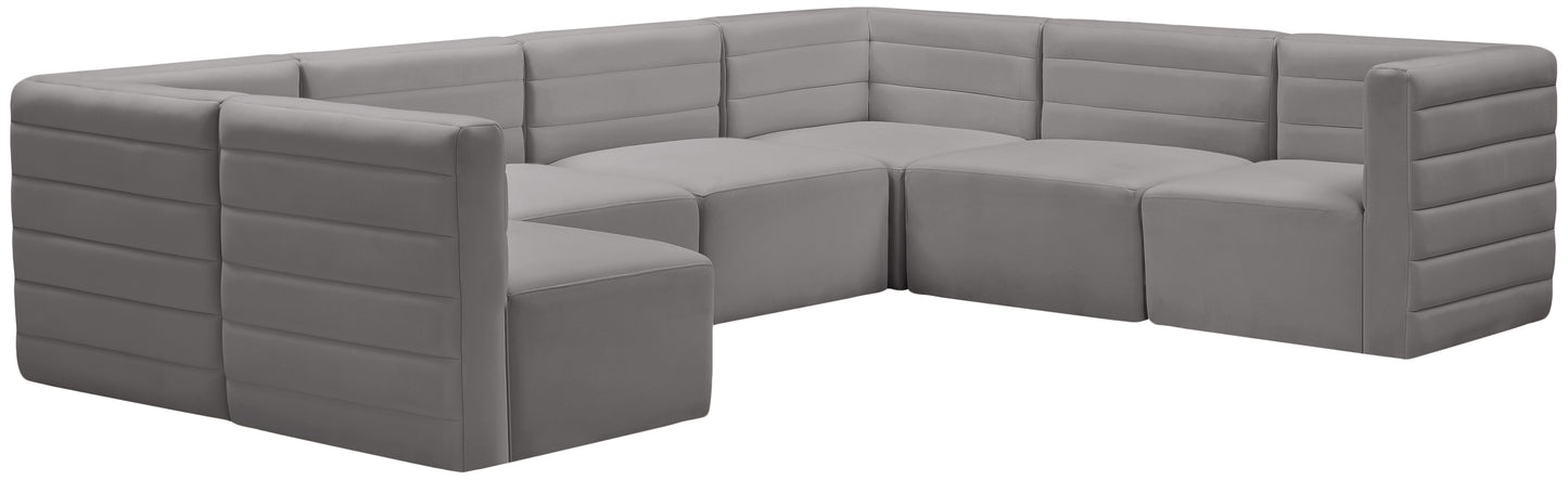 amelia grey velvet modular sectional sec7a