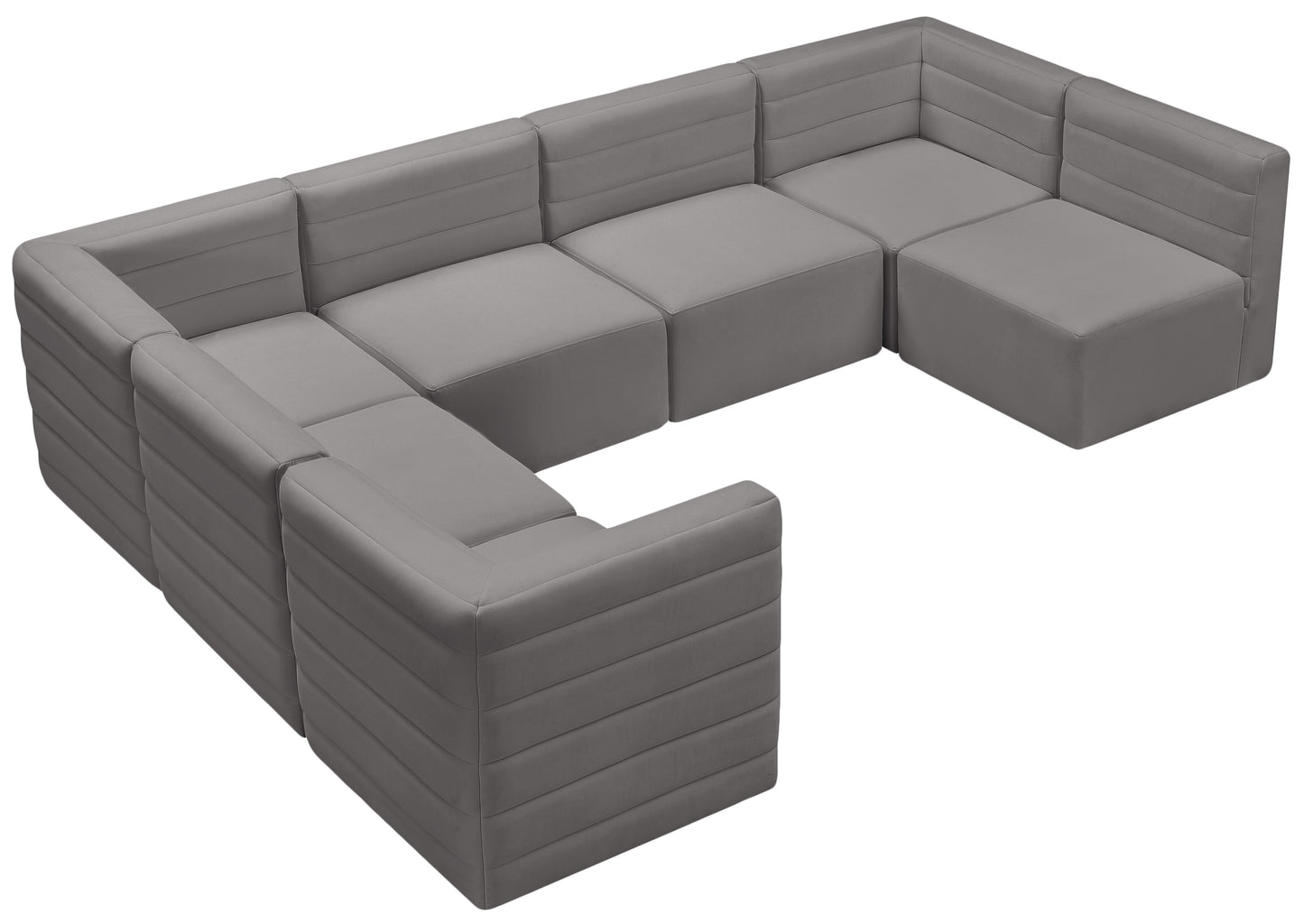 amelia grey velvet modular sectional sec7a