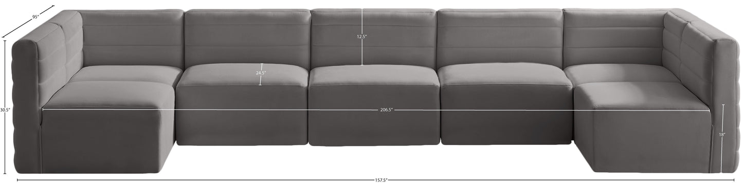 amelia grey velvet modular sectional sec7b